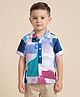 Rikidoos Cotton Woven Half Sleeves Abstract Printed Shirt - Blue