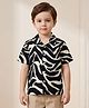 Rikidoos Cotton Woven Half Sleeves Abstract Printed Shirt - Black