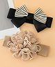 Babyhug Headbands Free Size With Bow & Floral Applique Pack Of 2 - Black & Khaki