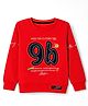 Olio Kids Cotton Fleece Knit Full Sleeves Text Printed Sweatshirt With Patch - Red