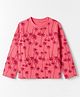 Olio Kids Sinker Knit Full Sleeves  T-Shirt with Palm Tree Print - Dark Pink