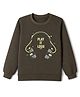Olio Kids Fleece Knit Full Sleeves Text Printed Sweatshirt - Olive Green