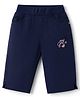 Olio Kids Cotton Woven Capri with Text & Heart Embroidery - Navy Blue