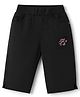 Olio Kids Cotton Woven Capri with Text & Heart Embroidery - Black