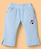 Olio Kids Cotton Woven Capri with Text & Heart Embroidery - Light Blue