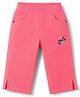 Olio Kids Cotton Woven Capri with Text & Heart Embroidery - Fuchsia