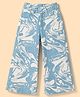 Olio Kids Cotton Woven Full Length Marble Printed Trouser - Light Blue