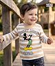 Babyoye Disney Single Jersey Knit Striped T-Shirt with Full Sleeves and Mickey Mouse Print in Tan