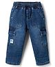 Babyhug Full Length Washed Regular Fit Denim Jeans With Cargo Pockets - Blue