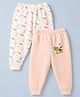 Bodycare Cotton Waffle Knit Full Length Thermal Bottomwear With Dino Print Pack of 2 - White & Peach