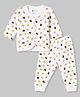 Bodycare Knit Full Sleeves Thermal Inner Wear Set with Bear Face Print - White