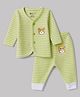 Bodycare Knit Full Sleeves Thermal Inner Wear Set with Stripes & Bear Face Print - Light Green