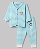Bodycare Knitted Full Sleeves Striped & Monkey Printed Thermal Inner Wear Set - Light Blue