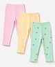 Babyhug Cotton Lycra Knit Full Length Leggings With Fruits Print - Pink, Orange & Green