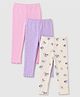 Babyhug Cotton Elastane Lycra Knit Full Length Leggings With Polka Dot & Floral Print Pack of 3 - Beige, Purple & Pink