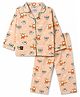 Enfance Core Cotton Woven Full Sleeves Helicopter Printed Co-Ords Shirt & Pyjama Night Suit - Peach