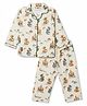 Enfance Core Cotton Woven Full Sleeves Animal Printed Co-Ords Shirt & Pyjama Night Suit - Green