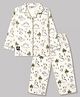 Enfance Core Cotton Woven Full Sleeves Dino Printed Co-Ords Shirt & Pyjama Night Suit - Green