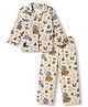 Enfance Core Cotton Woven Full Sleeves Animal Printed Co-Ords Shirt & Pyjama Night Suit - Cream