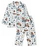 Enfance Core Cotton Woven Full Sleeves Animal Printed Co-Ords Shirt & Pyjama Night Suit - Light Blue