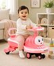 Engine Shape Swing Car For Kids With Led Lights - Pink| Built For Rough Play| Encourages Physical Activity| Easy To Assemble| For Kids Of 12 Months To 6 Years| Activity Gifting For Boys & Girls