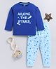 TOONYPORT Cotton Knit Full Sleeves T-Shirt & Pant Set With Among The Stars Text Printed - Blue