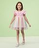 TOONYPORT Cotton Knit Dress Frill Sleeves Butterfly Embroidered Frock - Pink