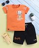 TOONYPORT Cotton Knit Half Sleeves T-Shirt & Shorts With Frog Print - Orange