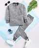 Toonyport Woven Full Sleeves Self Striped Thermal Wear Set - Light Grey