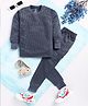 Toonyport Woven Full Sleeves Self Striped Thermal Wear Set - Blue