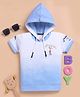 TOONYPORT Cotton Knit Half Sleeves Ombre Hooded Tee - Light Blue