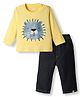 marshmallows Fleece Knit Full Sleeves Winter Wear Suits With Tiger Print - Golden