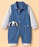 marshmallows 100% Cotton Full Sleeves Denim Romper with Dog Applique - Light Blue