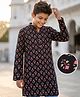 Pine Kids 100% Cotton Woven Full Sleeves Floral Printed Kurta - Black