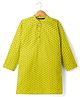 Pine Kids 100% Cotton Woven Full Sleeves Printed Kurta - Lime Green