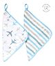 Masilo Organic Muslin 2 Piece Washcloths/Naplin For Baby's/kids Lightweight, absorbent and Fast drying Gentle enough for delicate skin, 0 to 1 Years- Airplane - Blue