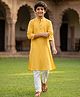 Pine Kids Cotton Woven Full Sleeves Solid Kurta Pyjama Set - Mustard
