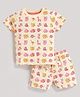 MOONKIDS Knitted Half Sleeves Animal Motifs Printed Coordinating Tee & Shorts Set - Butter