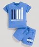MOONKIDS Knitted Half Sleeves Dream It Wish It Do It Text Printed Tee & Shorts Set - Blue