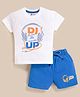 MOONKIDS Knitted Half Sleeves Headphones Printed Tee & Shorts Set - Blue