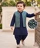 Babyhug Woven Full Sleeves Solid Colour Kurta Dhoti  Set with Sequinned &  Embroidered Jacket - Navy