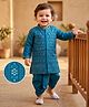 Babyhug Woven Full Sleeves Floral Sequinned Kurta & Dhoti Set - Teal Blue
