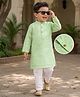 Babyhug Woven Full Sleeves Floral Embroidered Kurta Pajama Set - Light Green