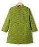 Pine Kids Cotton Woven Full Sleeves Floral Printed Kurta - Olive Green