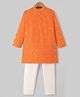 Pine Kids Woven Full Sleeves Printed Kurta Pyjama Set - Orange