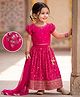 Babyhug Georgette Woven Half Sleeves Embroidered Choli Lehenga Set with Dupatta - Hot Pink