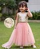 Babyhug Net Woven Sleeveless Sequinned Choli & Shimmer Net Embroidered Lehenga Set With Dupatta - Pink