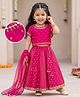 Babyhug Chanderi Woven Half Sleeves Kolka Printed & Embroidered Choli Lehenga  & Dupatta Set -Fuchsia