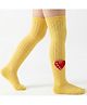 Neska Moda Cotton Spandex Knit Heart Applique Detailed Socks - Yellow