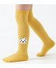 Neska Moda Cotton Spandex Knit Animal Face Applique Detailed Socks - Yellow
